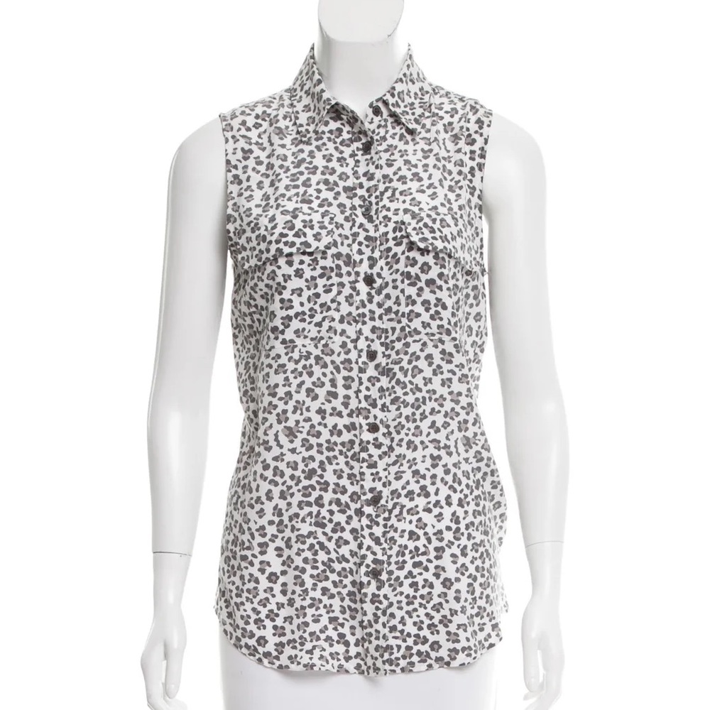 Equipment Leopard Print Sleeveless Signature Shirt